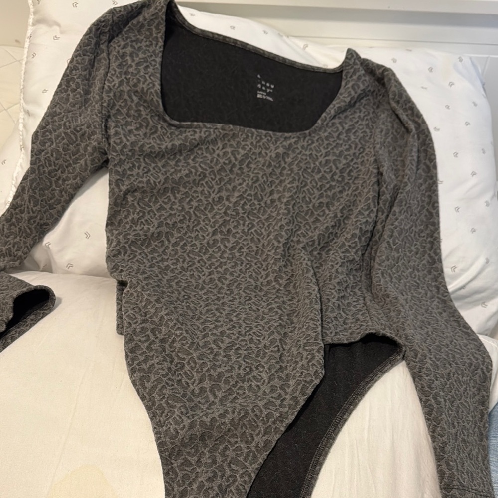 a new day Charcoal Leopard Print Bodysuit